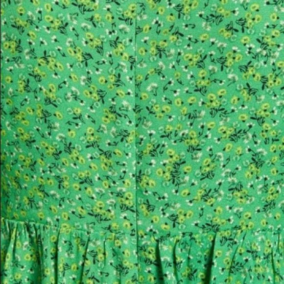 NEW AFRM Green Puff Sleeve Printed Blouse Square Neck Size Large Hough Top‎ Boho - Picture 13 of 13